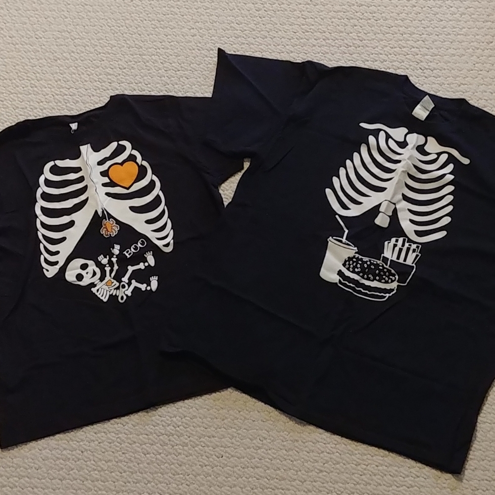 Pregnancy Halloween reveal couples T-shirts